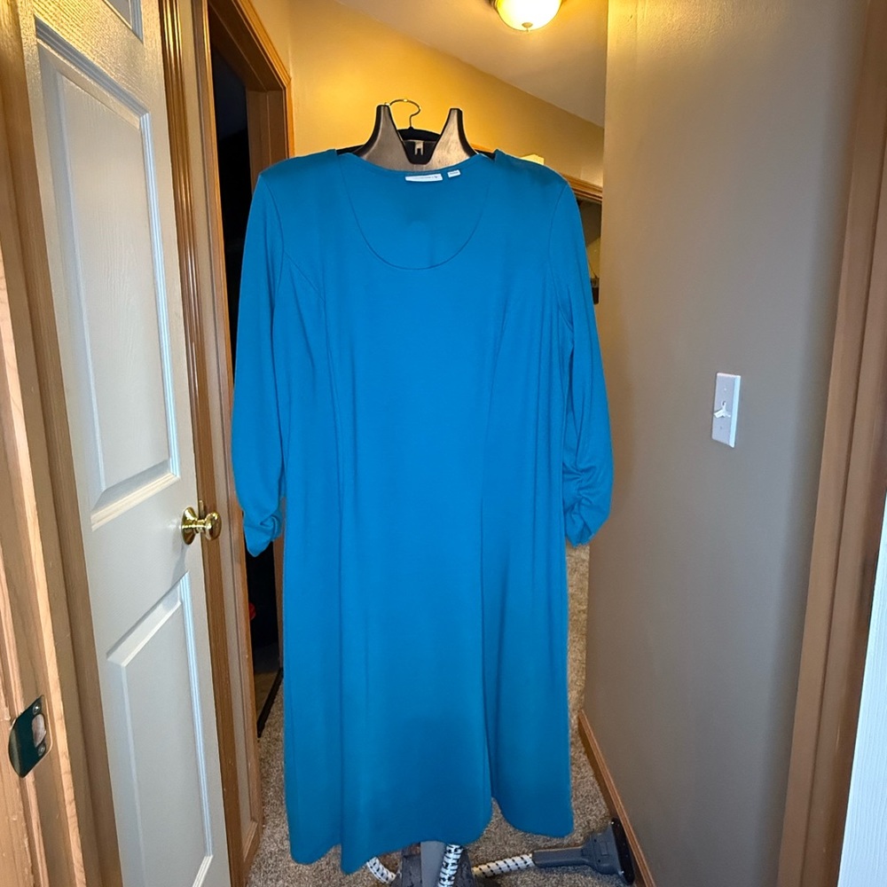 * Susan Graver Teal Long Sleeve Dress - XL